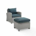 Claustro Bradenton Outdoor Wicker Armchair Set, Navy & Gray - 2 Piece CL3039273
